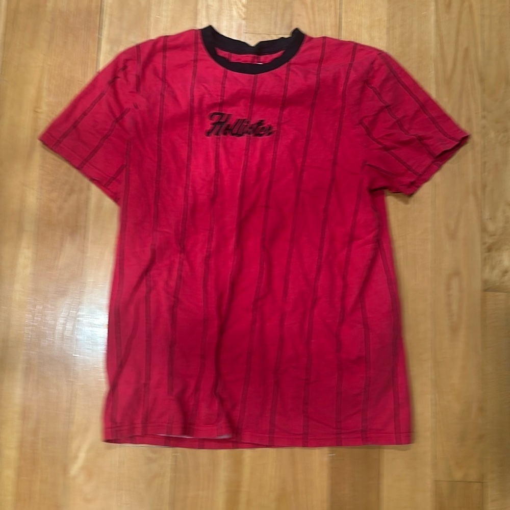 Hollister Vertical Stripe Embroidered Graphic Tee